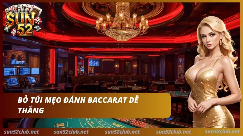 Bàn Baccarat với các ô cược trong không gian casino Sun52.