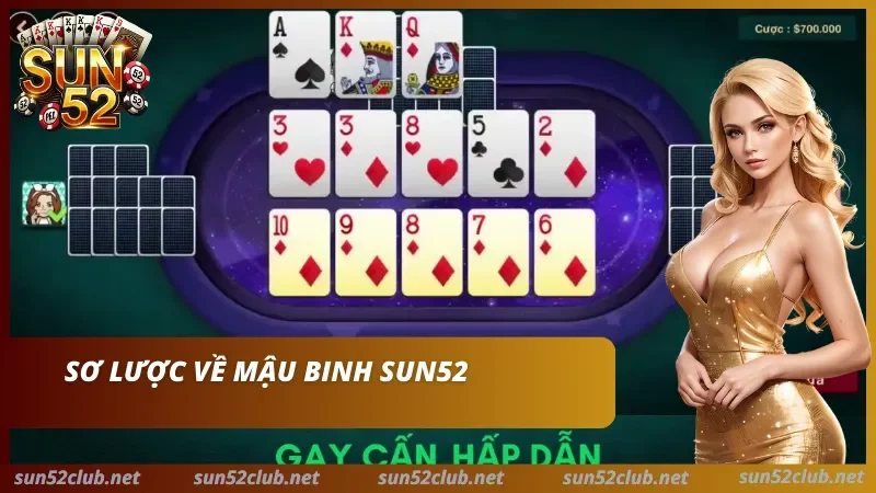 Mười ba lá bài xếp thành ba chi trên bàn Mậu Binh SUN52