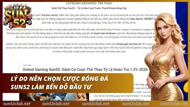 Trang chuyên mục Thể thao Sun52 và bài giới thiệu United Gaming
